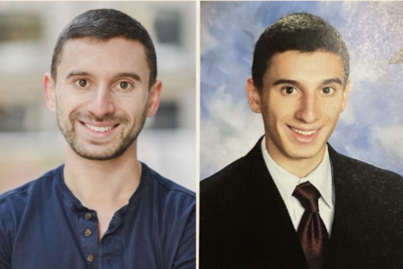 A Walk Down Memory Lane—Pictured right is Rosenfeld’s 2012 high school senior yearbook photo.
